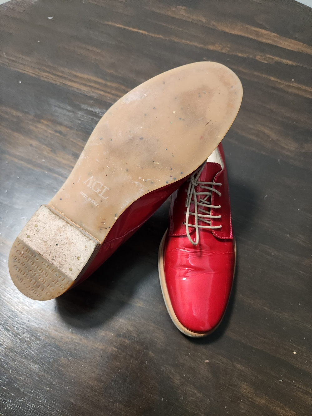 AGL Attilio Giusti Leombruni Red Patent Leather Oxfords Shoes Women's Size 8.5 - Picture 4 of 16